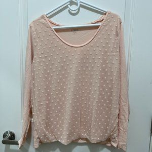 LOFT outlet Women's Peach Long Sleeves Casual Cotton Knit blouse Tulle XL